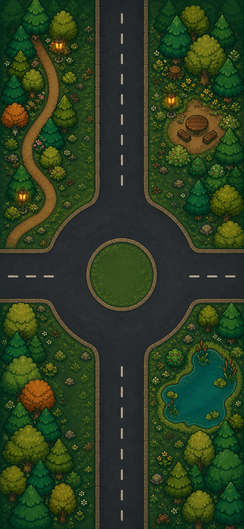 Tiny Traffic Circle Evergreen world