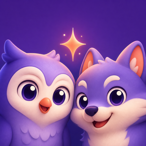Doubles app icon featuring two animated companions
